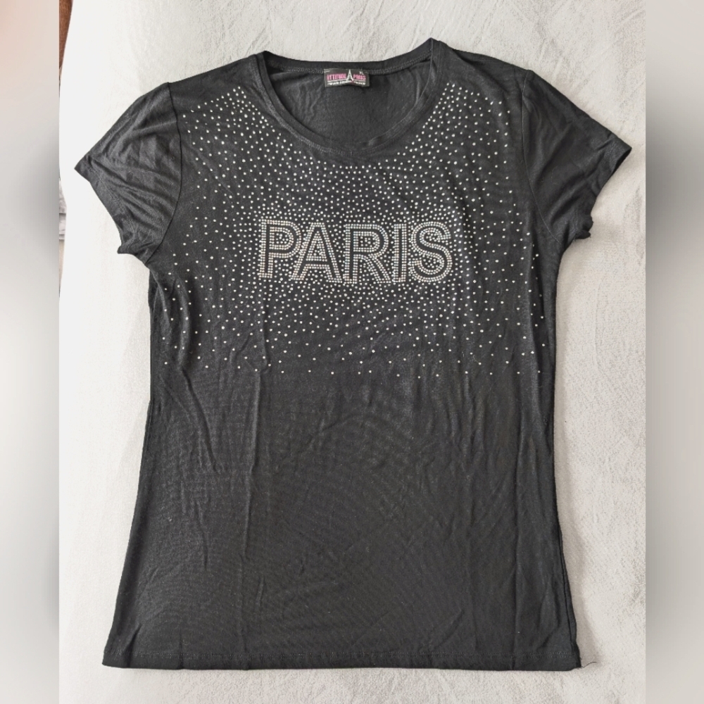 Bedazzled "Paris" Rhinestone Sparkle T-shirt